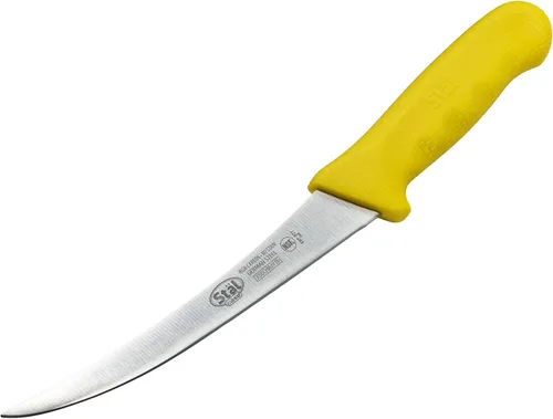 Miniatura 3 de Winco Cuchillo para deshuesar de acero alemán de grado comercial de 6 pulgadas, curvado, amarillo