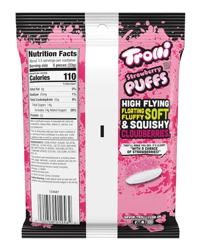 Miniatura 2 de Trolli Strawberry Puffs, Dulces de Gomitas de Fresa Ácidas, Bolsas de 4.25 onzas (Paquete de 12)