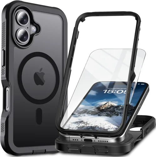 Miniatura 15 de Funda magnética para iPhone 13 Pro Max, protector de pantalla, compatible con MagSafe, protección contra caídas de grado militar, protección