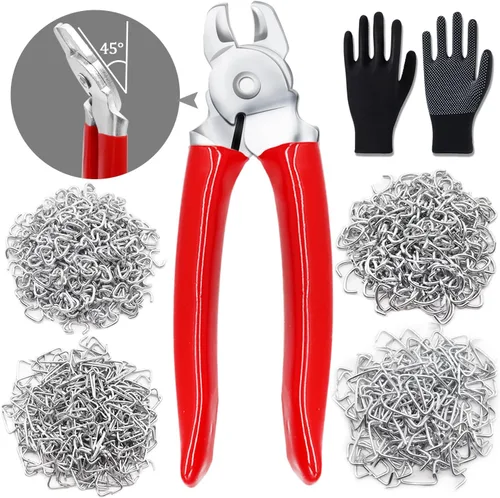 Miniatura 8 de 540 piezas de anillos de cerdo con kit de alicates rectos para anillos de cerdo 3/4", 1/2", 3/8" anillos de cerdo galvanizados para jaulas de Rojo