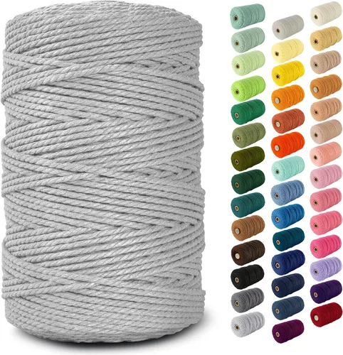 Nook Theory - Cuerda de macramé de 3 mm, 220 yardas de cuerda de algodón, hilo de 4 mm y 5 mm, cuerda para manualidades, perfecta para colgantes de