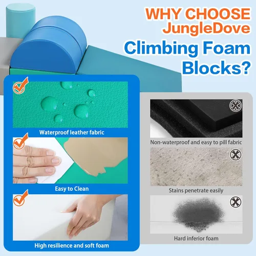 Miniatura 4 de Bloques de espuma de juguetes de escalada para niños: 6 bloques de escalada de espuma de cuero sintético para niños pequeños - Juego suave