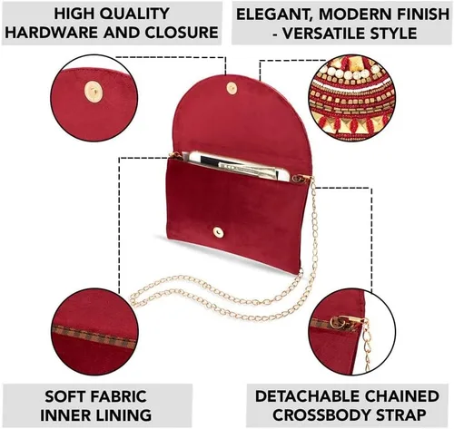 Miniatura 3 de Aheli Bolsos de mano indios para mujer, bolsos de noche hechos a mano para boda, fiesta nupcial