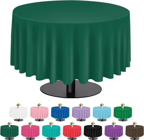 Miniatura 29 de tujol Paquete de 6 manteles de plástico de 84 pulgadas, manteles redondos desechables, manteles de plástico para fiestas