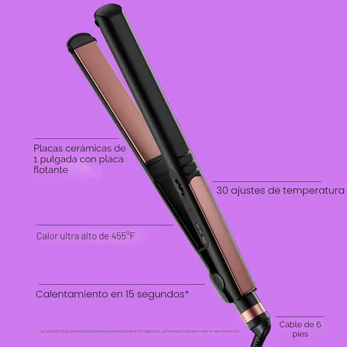 Miniatura 2 de INFINITI PRO CONAIR Plancha de pelo de cerámica en oro rosa, plancha de 1 pulgada con placas extra largas, incluyendo una placa flotante, tecnología