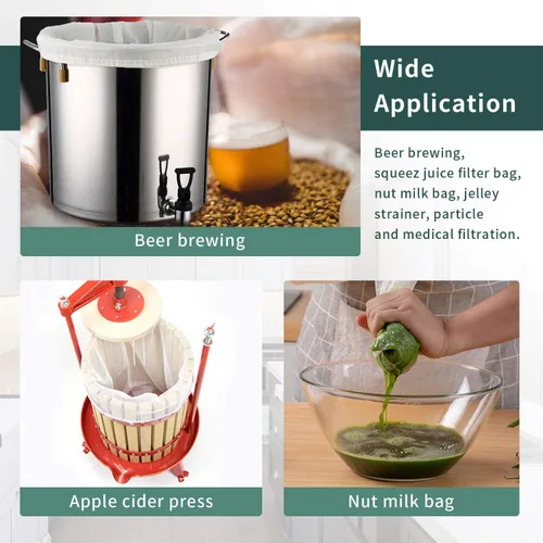 Miniatura 7 de CONIE - Bolsa de nailon de 75 micrones para cerveza y vino, bolsa de filtro de grado alimenticio, bolsa de leche de nuez de 18 x 24 pulgadas