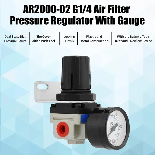 AR2000-02 Regulador de presión de filtro de aire Combos G1/4 Valor de alivio neumático Mini regulador de aire Fuente de aire Unidad de tratamiento