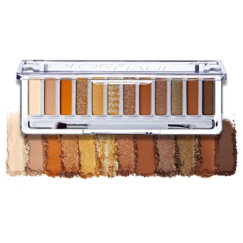 JOAH Color Haul Paleta de sombras de ojos, kit de maquillaje de ojos de tamaño de viaje, sombra de ojos mate y brillante, maquillaje coreano, 12