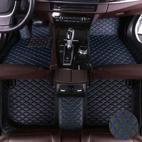 Miniatura 10 de Alfombrillas de automóvil para Toyota Camry 2001-2006, revestimiento de cuero de lujo, protección para todo tipo de clima (juego completo, negro)