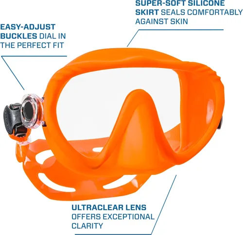 Miniatura 4 de SCUBAPRO Máscara de buceo fantasma, diseño sin marco de bajo volumen con lente única ultra transparente, falda de silicona y hebillas de correa