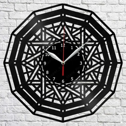 Reloj de pared de vinilo abstracto, registro LP, decoración del hogar, arte hecho a mano, regalo de personalidad (tamaño: 12 pulgadas, color: negro)