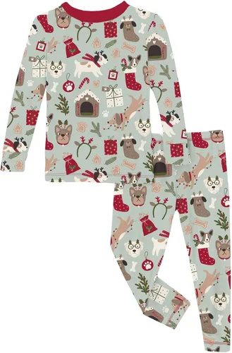Miniatura 112 de KicKee Pants Conjunto de pijama de manga larga con estampado de piezas