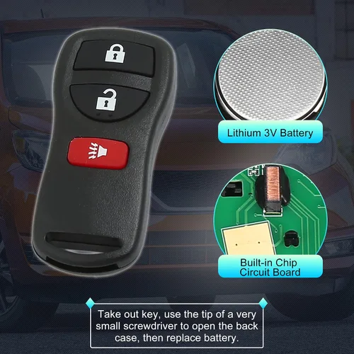 Miniatura 4 de uxcell 2 unids 315 MHz 3 botones entrada sin llave remoto llavero para Nissan Frontier Armada Murano Titan Quest para Infiniti FX35 FX45 KBRASTU15
