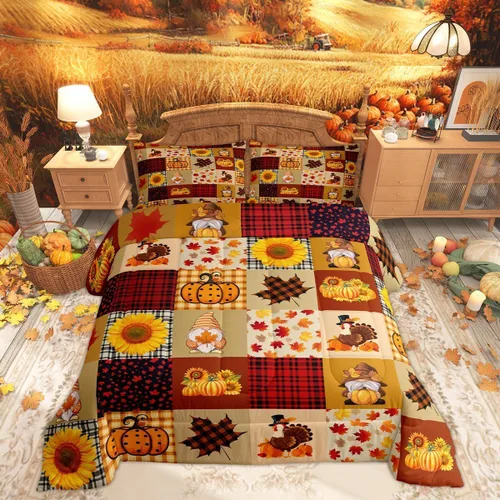 Miniatura 48 de Lindo juego de edredón de murciélago tamaño Queen con diseño de animales de Feliz Halloween, 3 piezas para decoración de habitación de niños