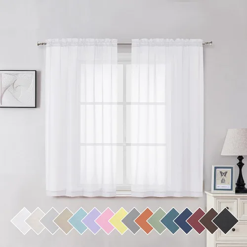 Miniatura 152 de Aiyufeng 2 paneles de cenefa transparente negra de 14 pulgadas de largo, cortinas cortas negras transparentes para dormitorio, cortinas de cocina