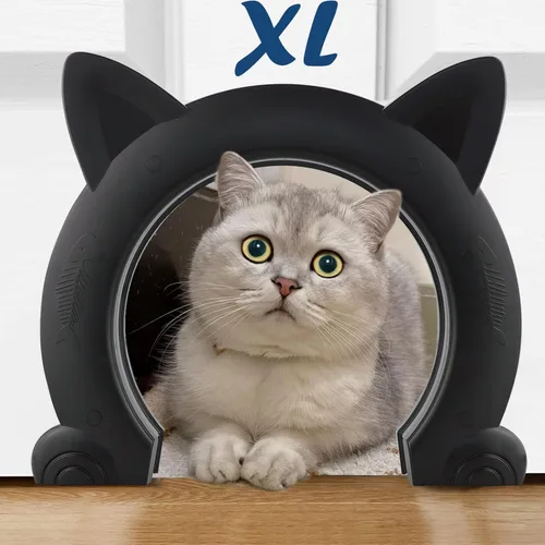 Miniatura 8 de Wordcam Puerta interior grande para gatos, puerta interior XL para gatos, puertas para mascotas para gatos, gatitos y perros pequeños (blanco)