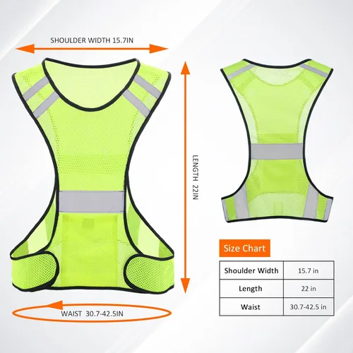 Miniatura 3 de TCCFCCT Chaleco reflectante para correr, equipo de correr de alta visibilidad con bolsillo grande Paquete de 2 malla amarilla