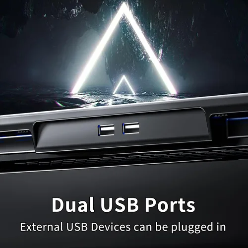 Miniatura 6 de AICHESON Almohadilla de refrigeración para laptop para juegos con 15 ventiladores más fríos, base de soporte RGB Ultimate para computadora con Azul