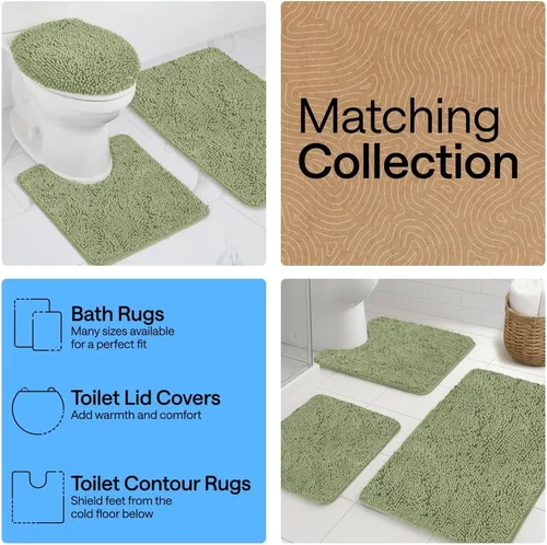 Miniatura 17 de Gorilla Grip - Tapete de baño de felpilla gruesa, suave y absorbente, secado rápido, de microfibra, con reverso de caucho, para piso de ducha, Nube