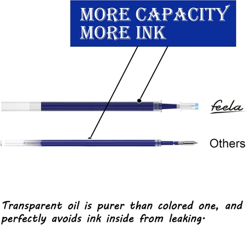 Miniatura 5 de feela Paquete de 30 bolígrafos retráctiles de tinta azul de punta media, 15 bolígrafos de gel de punta fina con 15 recambios para una escritura suave