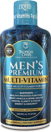 Multivitamínico líquido premium para hombres | Multivitamínico para hombres sin azúcar | Más de 100 vitaminas, minerales y aminoácidos para apoyar