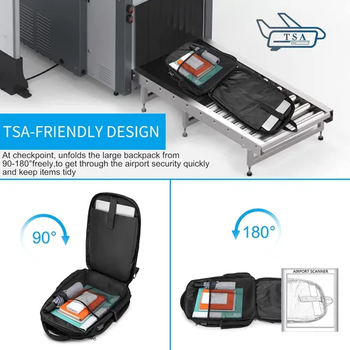 Miniatura 3 de Mochila para laptop, mochila de transporte, duradera y amigable con la TSA para viajes de negocios de 17.3 pulgadas con puerto USB, mochila escolar