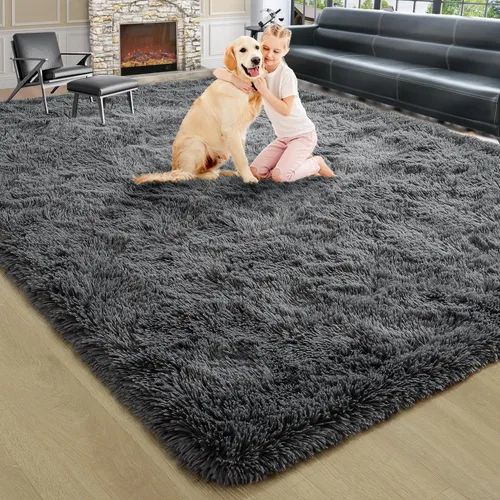 Miniatura 59 de Noahas - Alfombra suave y afelpada para habitación de niña y sala de estar, colorida, decoración para guardería, teñido anudado arcoíris, azul