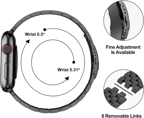 Miniatura 2 de Compatible con correas de Apple Watch de 1.732 pulgadas, 1.654 pulgadas, correas de metal de acero inoxidable sólido mejoradas para iWatch