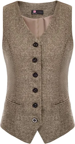 Miniatura 2 de KANCY KOLE Chaleco vintage para mujer, traje formal de negocios, totalmente forrado, chaleco steampunk con botones