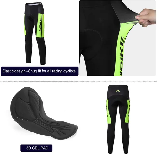 Miniatura 17 de INBIKE Conjunto de camiseta de ciclismo para hombre, reflectante, transpirable, traje de ciclismo de secado rápido, con pantalones cortos acolchados