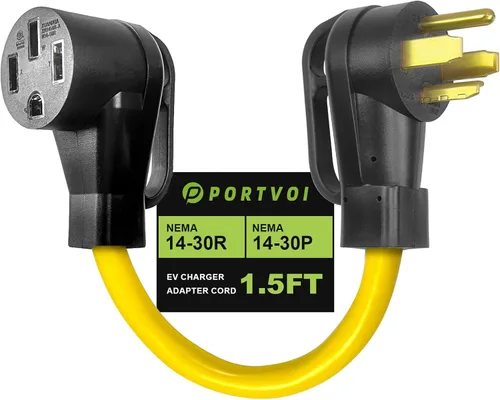Cable adaptador de cargador NEMA 14-30P a 14-50R EV, 125V/250V 30 Amp 4 clavijas de salida de secadora a 50 Amp EV/RV adaptador de conversión para