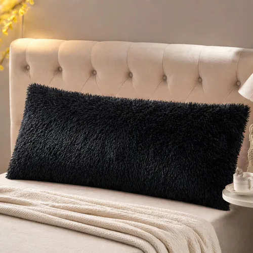 Miniatura 15 de Reafort Juego de 2 fundas de almohada estándar de pelo largo de lujo, piel sintética de 20 x 26 pulgadas con cierre de sobre