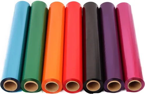 Miniatura 6 de CMFYHM Rollo de celofán azul, colorido violonchelo de 34 pulgadas de ancho x 100 pies de largo, papel de regalo de celofán de color translúcido