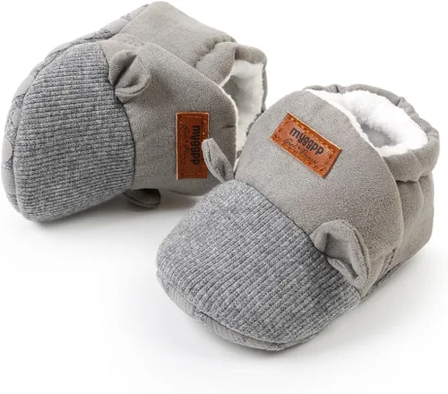 LAFEGEN Botines de bebé para niños y niñas con forro suave, agarre antideslizante, calcetines para recién nacidos, zapatos de cuna para primeros