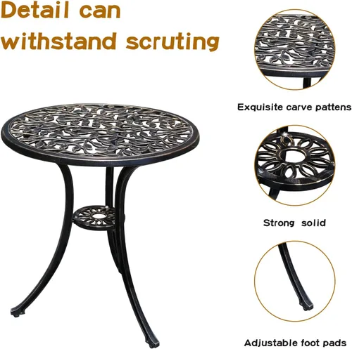 Miniatura 4 de JARDIN DE CENTENNIAL - Juego de bistró para patio. Juego de mesa de bistró de aluminio fundido resistente al óxido con agujero para paraguas