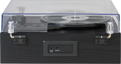 Miniatura 9 de Crosley CR6045A-BK Miles 3-Velocidades Bluetooth Entrada/Salida Reproductor de Discos Tocadiscos con Altavoces Integrados, Negro