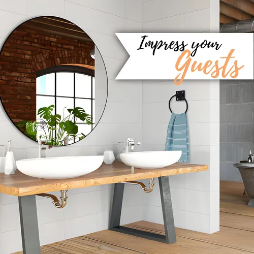 Miniatura 8 de Autumn Alley Toallero de baño, soporte para toallas de mano negro mate, soporte de pared moderno para baño y cocina, accesorios de baño negros