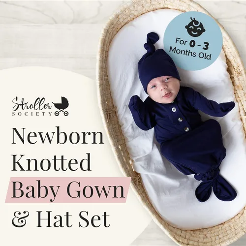 Miniatura 2 de Stroller Society Conjunto de bata y sombrero para bebé recién nacido anudado para bebé niño o niña