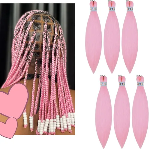 Miniatura 122 de Cabello estirado de fibra Kanekalon para trenzar con cabello humano, color oro rosado, 30 pulgadas