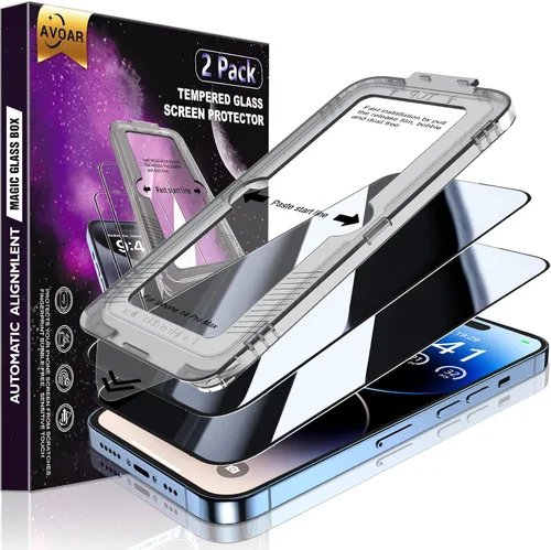 Miniatura 21 de Paquete de 2 protectores de pantalla de privacidad para iPhone 13 Pro Max /14 Plus [kit de alineación automática] vidrio templado, protección
