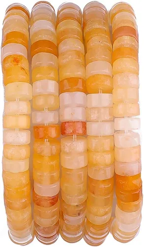 Miniatura 31 de BEADIA Cuentas Espaciadoras de Jade Amarillo Natural en Forma de Tapa, Cuentas Semipreciosas Sueltas para Hacer Joyas con Encuadernación, 4mmx2mm