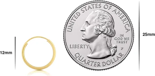 Miniatura 4 de Arracadas de oro amarillo de 14 quilates para mujer de 1 mm - 15 mm de grueso 10 mm - 60 mm de diámetro