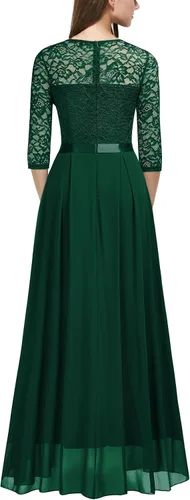 Miniatura 2 de Miusol Vestido largo de dama de honor con mangas 34 de contraste y encaje floral elegante para mujer
