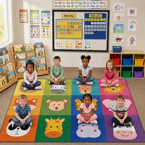 Miniatura 17 de Alfombra para Niños, Alfombra de Oruga Arcoíris ABC Letras del Alfabeto Tapete Educativo - 5x7 Pies Alfombra de Área de Aprendizaje con Respaldo