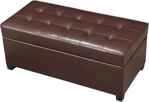Miniatura 10 de Homebeez Banco otomano de piel sintética de 40 pulgadas, banco tapizado con almacenamiento para sala de estar, dormitorio, entrada