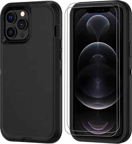 Miniatura 13 de Jshru para iPhone XR Funda con [2 Pack] Protector de Pantalla HD, [Grado Militar] 3-en-1 Resistente Protector de Cuerpo Completo a Prueba de Negro