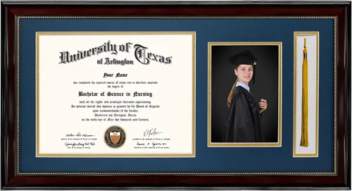 Miniatura 27 de GraduationMall Marco de fotos y diploma negro de 11 x 19 pulgadas para certificado de 8.5 x 11, imagen de 5 x 7, vidrio templado, paspartú doble
