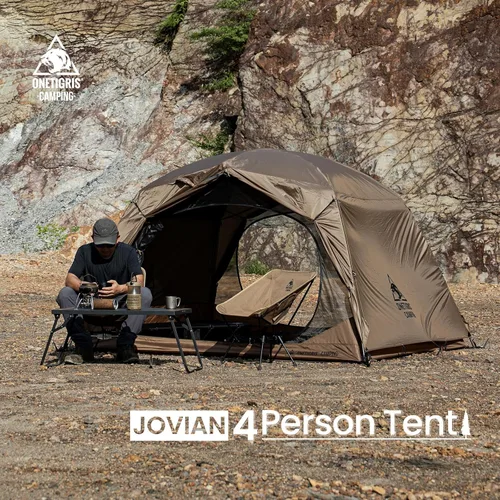Miniatura 2 de OneTigris JOVIAN - Tienda de campaña para 4 personas, 3 estaciones, familiar, fácil de armar, para senderismo al aire libre con toldo exterior