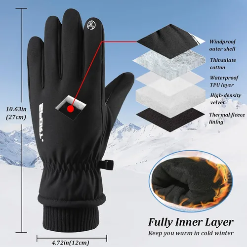 Miniatura 4 de BZGG Guantes de esquí, guantes de nieve impermeables de invierno para hombres y mujeres, resistentes al viento, con pantalla táctil, guantes