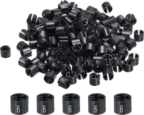 MECCANIXITY Marcadores de colores para colgar ropa (Número 6, negro) para codificación de colores, paquete de 150 unidades